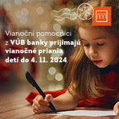 Vianoční pomocníci z VÚB banky prijímajú vianočné priania detí